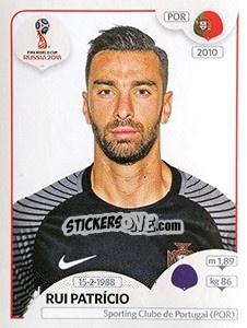 Figurina Rui Patrício - FIFA World Cup Russia 2018. 670 stickers version - Panini