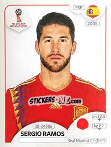 Sticker Sergio Ramos - FIFA World Cup Russia 2018. 670 stickers version - Panini
