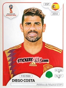 Sticker Diego Costa - FIFA World Cup Russia 2018. 670 stickers version - Panini