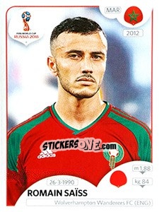 Sticker Romain Saïss - FIFA World Cup Russia 2018. 670 stickers version - Panini