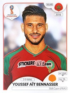 Sticker Youssef Aït Bennasser - FIFA World Cup Russia 2018. 670 stickers version - Panini