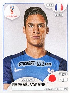 Sticker Raphaël Varane - FIFA World Cup Russia 2018. 670 stickers version - Panini