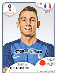 Sticker Lucas Digne - FIFA World Cup Russia 2018. 670 stickers version - Panini