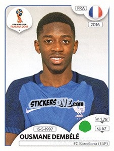 Sticker Ousmane Dembélé - FIFA World Cup Russia 2018. 670 stickers version - Panini