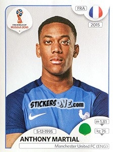 Sticker Anthony Martial - FIFA World Cup Russia 2018. 670 stickers version - Panini