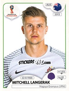Sticker Mitchell Langerak - FIFA World Cup Russia 2018. 670 stickers version - Panini