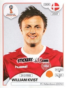 Sticker William Kvist - FIFA World Cup Russia 2018. 670 stickers version - Panini