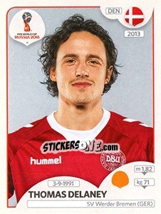 Sticker Thomas Delaney - FIFA World Cup Russia 2018. 670 stickers version - Panini