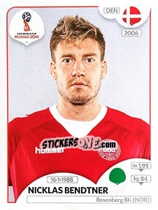 Sticker Nicklas Bendtner - FIFA World Cup Russia 2018. 670 stickers version - Panini