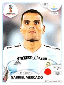 Sticker Gabriel Mercado - FIFA World Cup Russia 2018. 670 stickers version - Panini