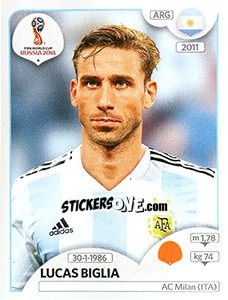 Sticker Lucas Biglia - FIFA World Cup Russia 2018. 670 stickers version - Panini