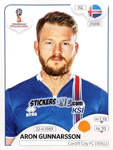 Sticker Aron Gunnarsson - FIFA World Cup Russia 2018. 670 stickers version - Panini