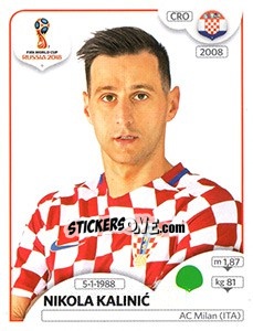 Sticker Nikola Kalinic - FIFA World Cup Russia 2018. 670 stickers version - Panini