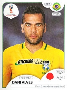 Figurina Dani Alves - FIFA World Cup Russia 2018. 670 stickers version - Panini