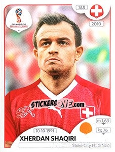 Sticker Xherdan Shaqiri - FIFA World Cup Russia 2018. 670 stickers version - Panini