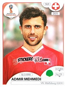 Sticker Admir Mehmedi - FIFA World Cup Russia 2018. 670 stickers version - Panini