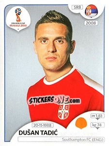 Sticker Dušan Tadic - FIFA World Cup Russia 2018. 670 stickers version - Panini