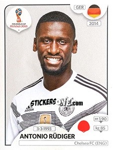 Sticker Antonio Rüdiger - FIFA World Cup Russia 2018. 670 stickers version - Panini