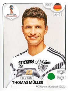 Sticker Thomas Müller - FIFA World Cup Russia 2018. 670 stickers version - Panini