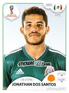 Sticker Jonathan dos Santos - FIFA World Cup Russia 2018. 670 stickers version - Panini