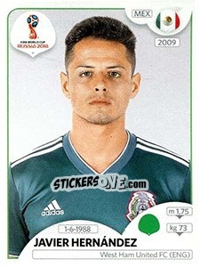 Sticker Javier Hernández - FIFA World Cup Russia 2018. 670 stickers version - Panini