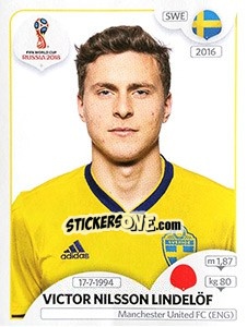 Figurina Victor Nilsson Lindelöf - FIFA World Cup Russia 2018. 670 stickers version - Panini