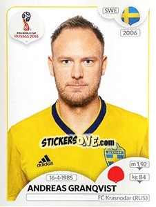 Figurina Andreas Granqvist - FIFA World Cup Russia 2018. 670 stickers version - Panini