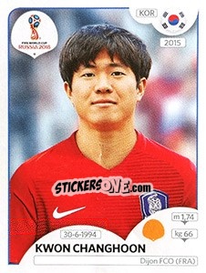 Sticker Kwon Changhoon - FIFA World Cup Russia 2018. 670 stickers version - Panini