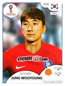 Sticker Jung Wooyoung - FIFA World Cup Russia 2018. 670 stickers version - Panini