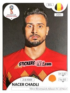 Sticker Nacer Chadli - FIFA World Cup Russia 2018. 670 stickers version - Panini