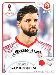 Sticker Syam Ben Youssef - FIFA World Cup Russia 2018. 670 stickers version - Panini