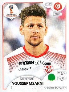 Sticker Youssef Msakni - FIFA World Cup Russia 2018. 670 stickers version - Panini