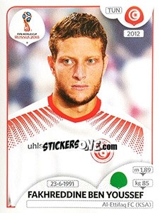 Figurina Fakhreddine Ben Youssef - FIFA World Cup Russia 2018. 670 stickers version - Panini