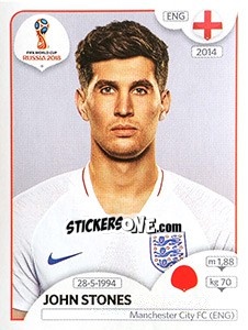 Sticker John Stones - FIFA World Cup Russia 2018. 670 stickers version - Panini