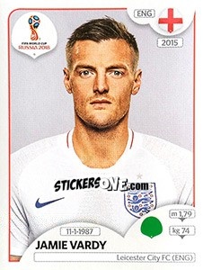 Sticker Jamie Vardy - FIFA World Cup Russia 2018. 670 stickers version - Panini