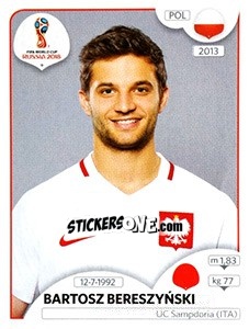 Sticker Bartosz Bereszyński - FIFA World Cup Russia 2018. 670 stickers version - Panini