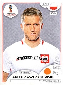 Sticker Jakub Błaszczykowski - FIFA World Cup Russia 2018. 670 stickers version - Panini