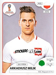 Sticker Arkadiusz Milik - FIFA World Cup Russia 2018. 670 stickers version - Panini