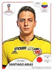 Sticker Santiago Arias - FIFA World Cup Russia 2018. 670 stickers version - Panini