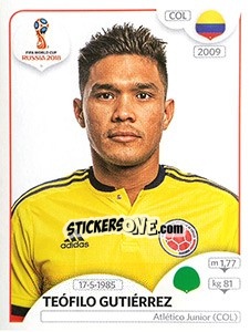 Sticker Teófilo Gutiérrez - FIFA World Cup Russia 2018. 670 stickers version - Panini