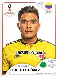 Figurina Teófilo Gutiérrez - FIFA World Cup Russia 2018. 670 stickers version - Panini