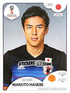 Sticker Makoto Hasebe - FIFA World Cup Russia 2018. 670 stickers version - Panini