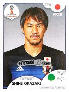 Sticker Shinji Okazaki - FIFA World Cup Russia 2018. 670 stickers version - Panini