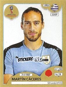 Sticker Martín Cáceres - FIFA World Cup Russia 2018. Gold edition - Panini