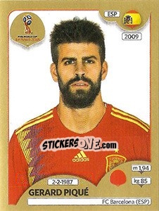 Sticker Gerard Piqué - FIFA World Cup Russia 2018. Gold edition n. 138 - Panini