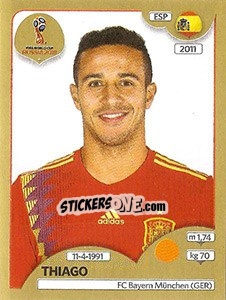 Sticker Thiago Alcántara - FIFA World Cup Russia 2018. Gold edition - Panini