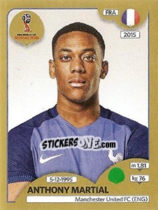 Sticker Anthony Martial - FIFA World Cup Russia 2018. Gold edition n. 211 - Panini