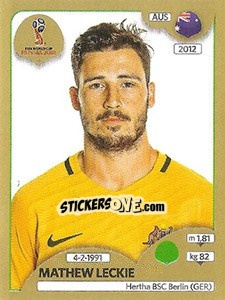 Sticker Mathew Leckie - FIFA World Cup Russia 2018. Gold edition - Panini