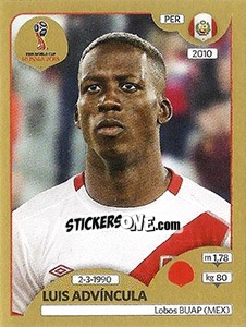 Cromo Luis Advíncula - FIFA World Cup Russia 2018. Gold edition - Panini