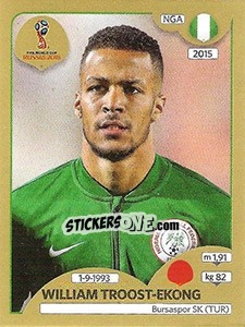 Sticker William Troost-Ekong - FIFA World Cup Russia 2018. Gold edition - Panini